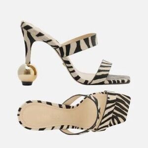 Chic Zebra Print Heels with Gold Accent